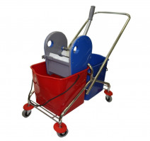 Тележка двухведерная 2х23л с механическим отжимом хромированная