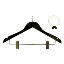 Вешалка- плечики деревянная, темное дерево, с клипсами и кольцом 1/100