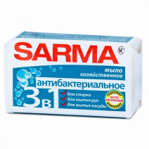 Мыло хозяйственное АНТИБАКТЕРИАЛЬНОЕ 3в1 SARMA 140г 1/4/48