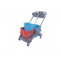 Тележка двухведерная 2х18л с механическим отжимом и корзиной