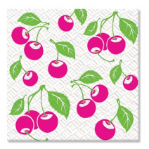 Салфетки бумажные вишня СЕМЬЯ и КОМФОРТ 24*24см, 1сл, 50л 1/60