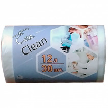 Пакеты для мусора EcoClean 12л, ПНД, 30шт, рулон, белые, 6мкм, 32*50см 1/72