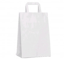 Пакет бумажный 350х150х450 мм белый, с плоскими ручками (200 шт.)