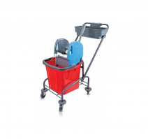 Тележка одноведерная 25л с механическим отжимом и пластиковой корзиной