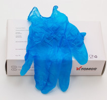 Перчатки виниловые неопудренные ToMoS 100шт/упак M, голубые