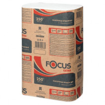 Полотенце бумажное белое FOCUS EXTRA 1сл, 250л, Z-сл, 21,5*24см 12/1