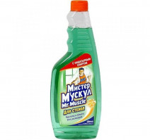 Средство для мытья стекол 500мл Мистер Мускул с нашатырным спиртом сменный блок