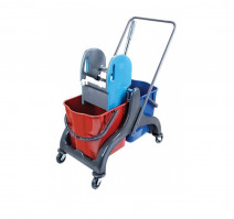 Тележка двухведерная 2х25л с механическим отжимом на пластиковом каркасе