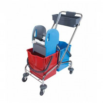 Двухведерная тележка по 18л с отжимом, каркас хром, контейнер UCTEM