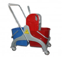 Тележка двухведерная 2х25л с механическим отжимом на пластиковом каркасе B 301