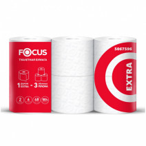 Туалетная бумага белая FOCUS EXTRA 2сл, 48м, 400л, 6шт, 1/6