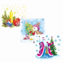 Салфетки бумажные в ассортименте новый год ГАРМОНИЯ ЦВЕТА 24*24см, 1сл, 50л 1/60