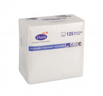 Салфетки бумажные 2сл 33х33 125л/упак DUNI белые (180376) (Г)