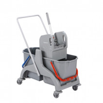 Тележка двухведерная с отжимом 2*25л, серая, пластик