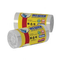 Пакеты для мусора 30л, ПНД, 50шт, рулон, белые 1/25