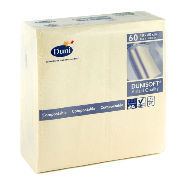 Салфетки бумажные 2сл 33х33 125л/упак DUNI ваниль (180377) (П)