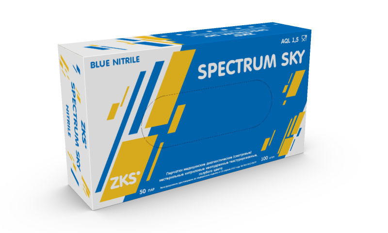 Перчатки ZKS™ нитриловые 'Spectrum Sky' (3.0 грамма) голубые размер S