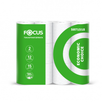 Туалетная бумага белая FOCUS ECONOMIC CHOICE 2сл, 15м, 125л, 12шт