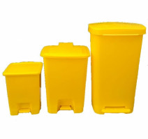Контейнер для мусора 15л пластик прямоугольный с педалью и крышкой желтый