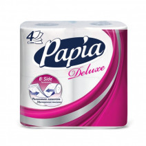 Туалетная бумага белаая PAPIA DELUXE 4сл, 16,8м,140л, 4шт 1/14