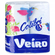 Бумажное полотенце белое COLIBRI VEIRO 3сл, 2шт 1/10