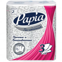 Бумажное полотенце белое PAPIA 3сл, 2шт 1/14