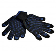 Перчатки х/б с ПВХ синяя точка 10 класс 5 нитей черные