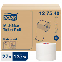 Tork туалетная бумага Mid-size в миди-рулонах 1 сл белая