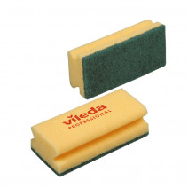 Губка Виледа жёлтая с зелёным абразивом 9.5х7 см