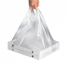 Пакет 'майка' ПНД 32+24х60 прозрачный 14 мкм под коробку д/пиццы (100 шт.)