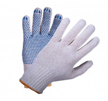 Перчатки х/б с ПВХ синяя точка 10 класс 6 нитей