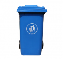 Контейнер для мусора 240л пластик прямоугольный с крышкой на колесах синий