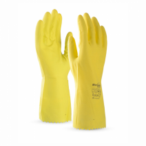 Перчатки резиновые MANIPULA БЛЕСК рр 10-XL, с напылением, желтые 1/12 1/120