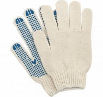 Перчатки х/б с ПВХ синяя точка 10 класс 3 нити