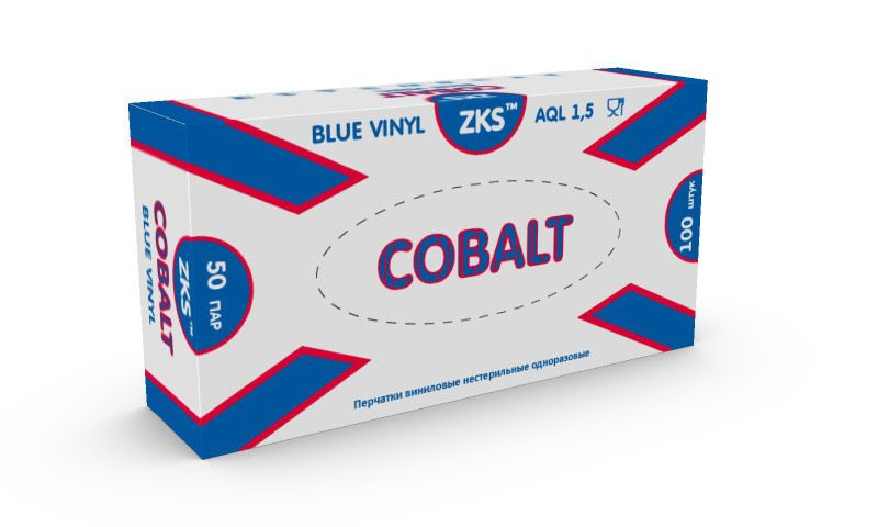 Перчатки ZKS™ виниловые 'Cobalt' голубые размер S