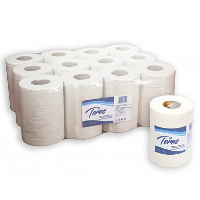 Полотенца бумажные рулонные Терес Комфорт 1-сл, mini, внутренняя вытяжка, 120 метров, 100% целлюлоза, Т-0130