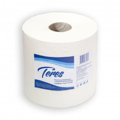 Бумажные полотенца рулонные Терес Комфорт+ 2-сл, 150 метров, 100% целлюлоза, Т-0197Т (для диспенсеров матик)
