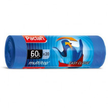 Пакеты для мусора с тесьмой MULTI-TOP 60л, ПВД, 20шт, рулон, синий, 20мкм, 60*77см 1/24