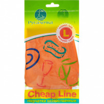 Перчатки резиновые РУСАЛОЧКА Cheap line рр 9-L, без напыления, оранжевые 1/96