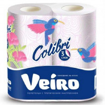 Полотенца в рул. VEIRO Colibri 3-сл, 15м, белые, 2рул