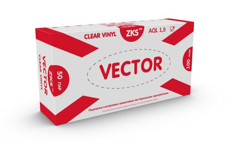 Перчатки ZKS™ виниловые 'Vector' прозрачные