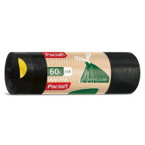 Пакеты для мусора с тесьмой ECO LINE 60л, ПВД, 15шт, рулон, черные, 60*72см 1/24