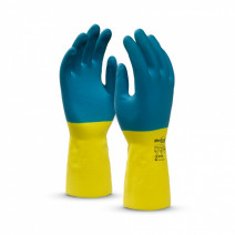 Перчатки латекс+неопрен MANIPULA СОЮЗ рр 10-XL, с напылением, синие/желтые 1/12 1/120