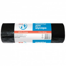 Пакеты для мусора PROFESSIONAL 240л, ПВД, 10шт, рулон, черные, 30мкм, 112*140см 1/9