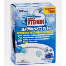 Гелевый очиститель для унитаза МОРСКАЯ СВЕЖЕСТЬ диски чистоты ТУАЛЕТНЫЙ УТЕНОК 38гр 1/ 5 1/10