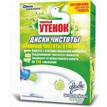 Гелевый очиститель для унитаза ЦИТРУСОВЫЙ БРИЗ диски чистоты ТУАЛЕТНЫЙ УТЕНОК 38гр 1/5 1/10