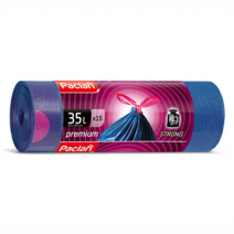 Пакеты для мусора с тельмой PREMIUM 35л, ПВД, 15шт, рулон, синие, 30мкм 1/30