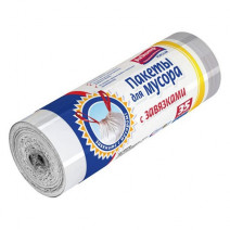 Пакеты для мусора с завязками 35л, 15шт, рулон, белые 25/1
