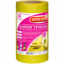 Тряпка универсальная желтая, в рулоне UNICUM SUPER ТРЯПКА 38л, 25*20см 1/15/12