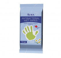 Освежающие влажные салфетки AURA, 72шт/упак